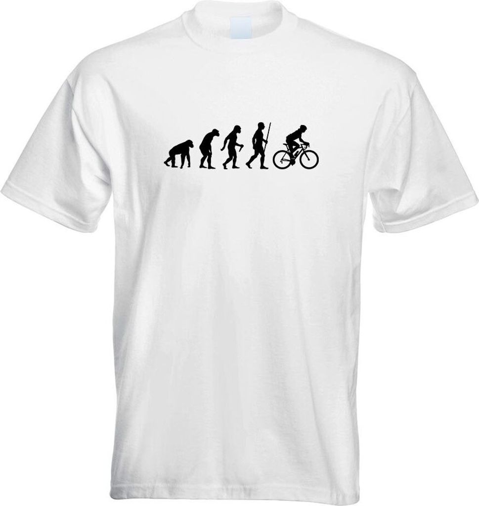 Kiwistar - T-Shirt - Weiss - Rennrad Fahrrad Evolution Motiv Bedruckt Funshirt Design Print - mit Motiv Bedruckt - Funshirt Design - Sport - Freize...