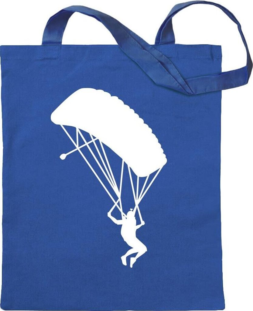 Kiwistar - Baumwolltasche - royalblau - Gleitschirmfliegen Figur - Tragetasche Stoffbeutel Umhängetasche langer Henkel