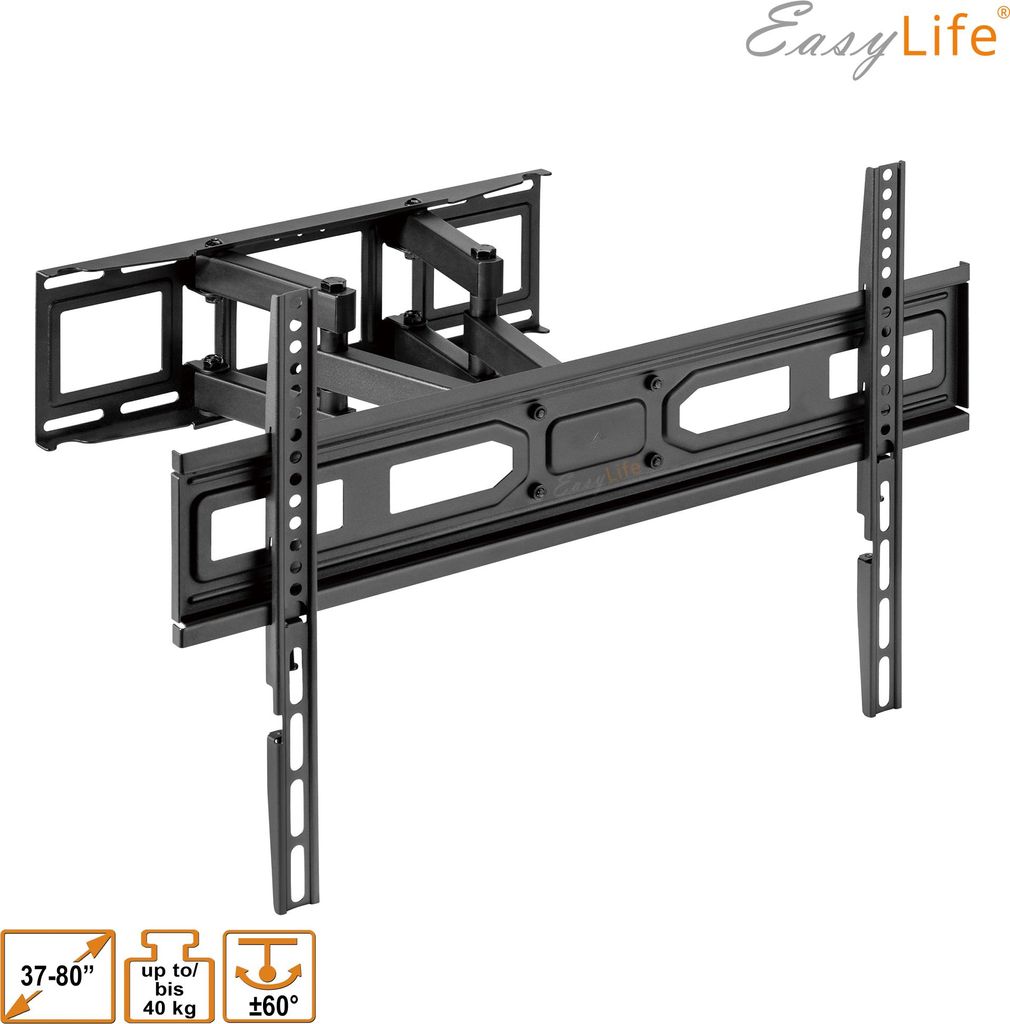 EasyLife TV Wandhalterung FlexMount Dual E80, für 37–80 Zoll, 40 kg – Schwenkbar, Neigbar