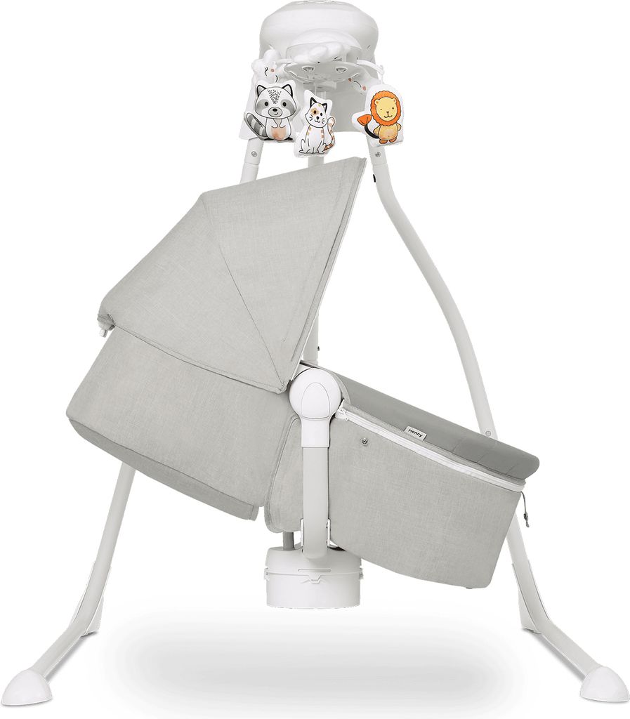 LIONELO Robin Babywippe Elektrisch - Schaukel Mit Liegefunktion & Moskitonetz Bis 9 Kg