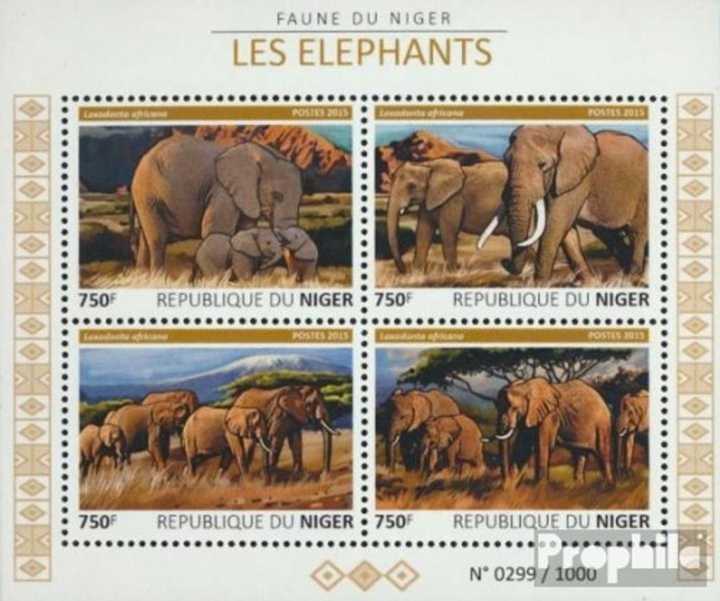 Briefmarken Niger 2015 Mi 3803-3806 Kleinbogen (kompl. Produktbild 