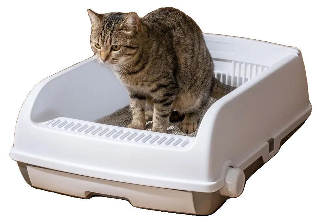 Bac à litière semi-automatique pour chat, en tissu, pédale Image du produit 