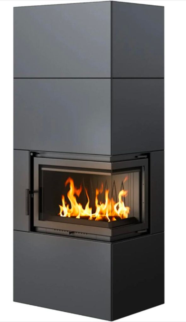 Kamineinsatz Simple Box 8 kW Ø 200 Black mit Türfeder