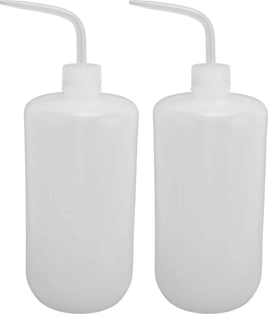 2 Bottiglie di Lavaggio 1000ml in Plastica LDPE Uso Analitico