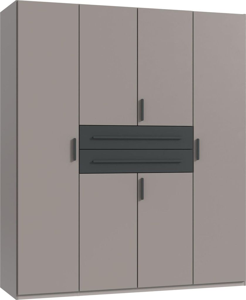 Drehtürenschrank >DIGIT< in SAHARAGRAU Nachbildung + GRAFIT - 180x208x58cm (BxHxT)