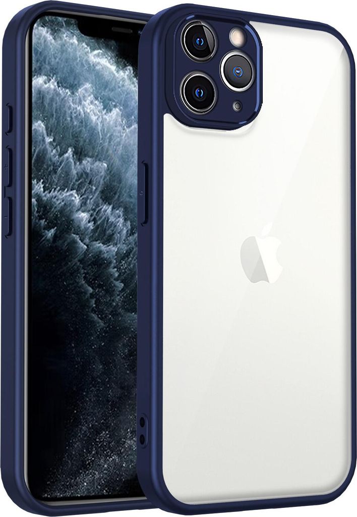 Hülle für iPhone 11 Pro Max Transparente Rückseite TPU Bumper Stoßfest Handyhülle Blau