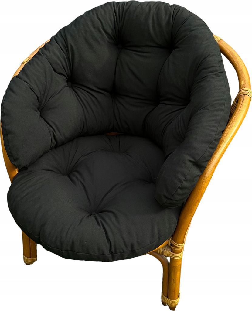 Kissen für einen Rattan-Gartenstuhl, Schwarz, Kissen für die Rückenlehne und Sitzfläche eines Rattan-Gartenstuhls