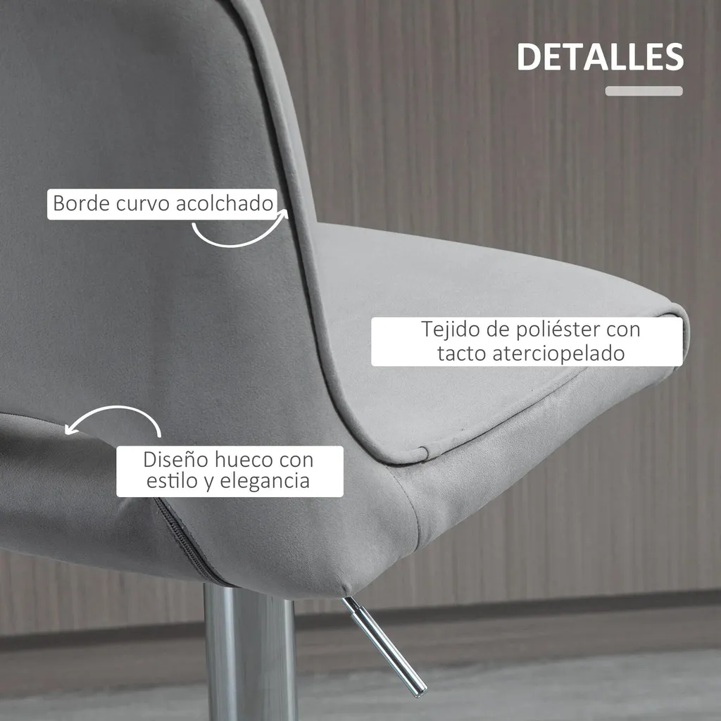 Lot de 2 Tabourets de Bar Ergonomiques Gris Clair : Confort et Gain de Place
