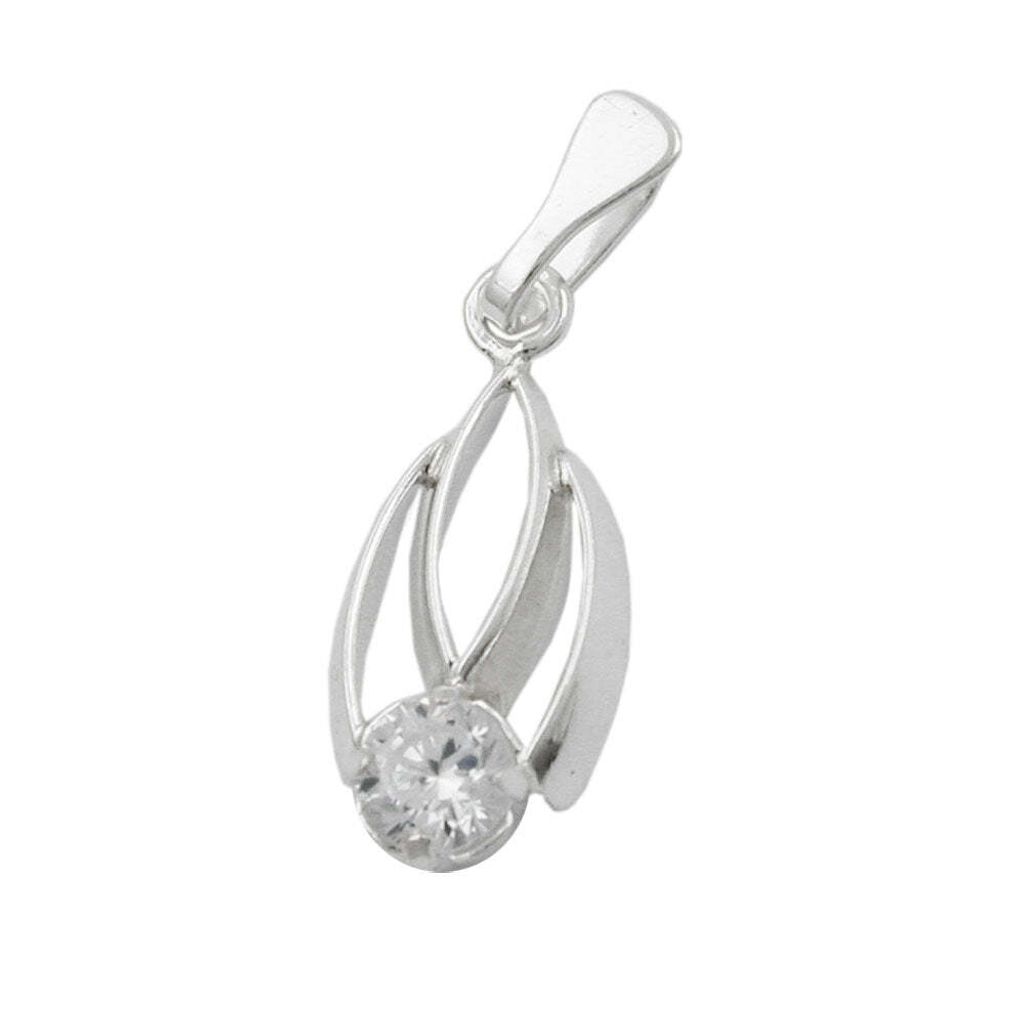 Anhänger 17x8mm Zirkonia weiß glänzend Silber 925 silber 17x8mm