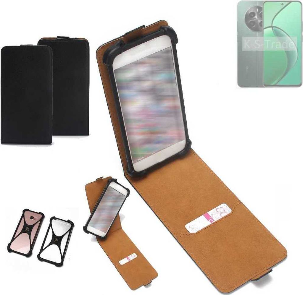 K-S-Trade Handyhülle Schutzhülle kompatibel mit Realme 13 4G Hülle Case Cover Flip Style Bumper schwarz 1x