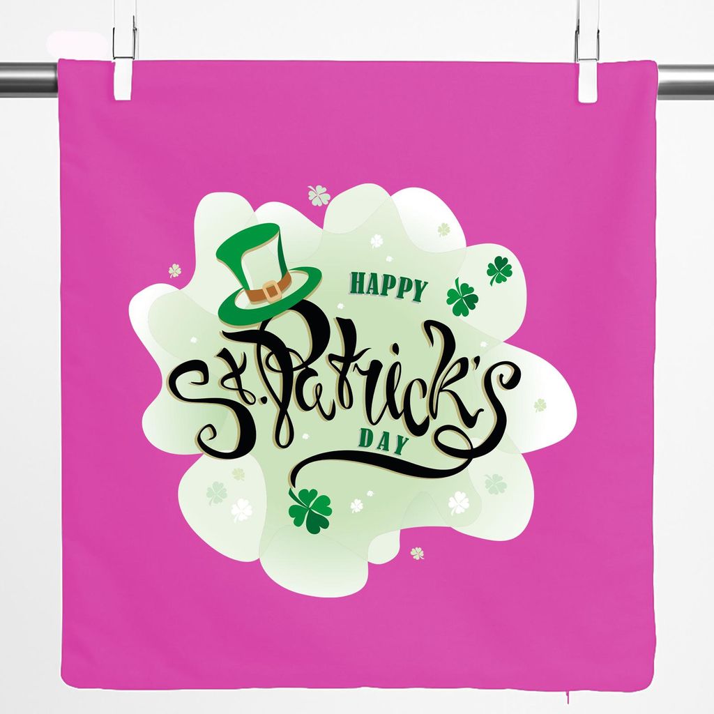 Huuraa Kissenbezug Happy St. Patrick’s Day Zylinder 40x40cm Fuchsia Baumwolle Dekokissenbezug Geschenkidee