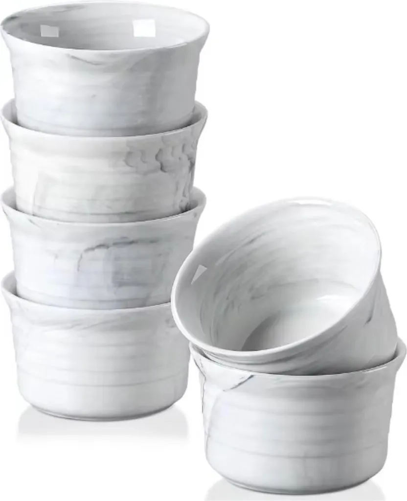Set Regalo 6 Ciotole Royal Ceramica Marmo 290ml - Idea Elegante