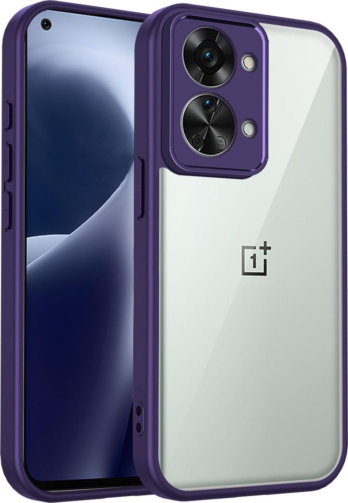 Hülle für OnePlus Nord 2T Transparente Rückseite TPU Bumper Stoßfest Handyhülle Lila