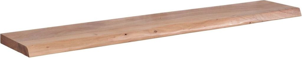 Wandregal mit Baumkante Akazie Massivholz 140 cm, Design Schweberegal Wandboard Massiv, Regal Holz Natur, Landhausstil Hängeregal