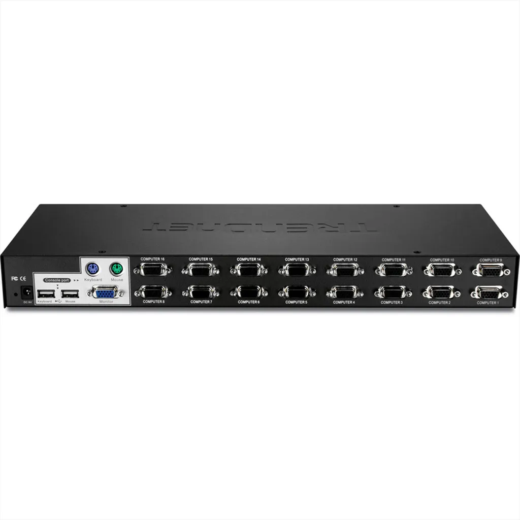 Boîtier KVM TRENDnet 16 ports à double connectique USB PS2 et rack 19