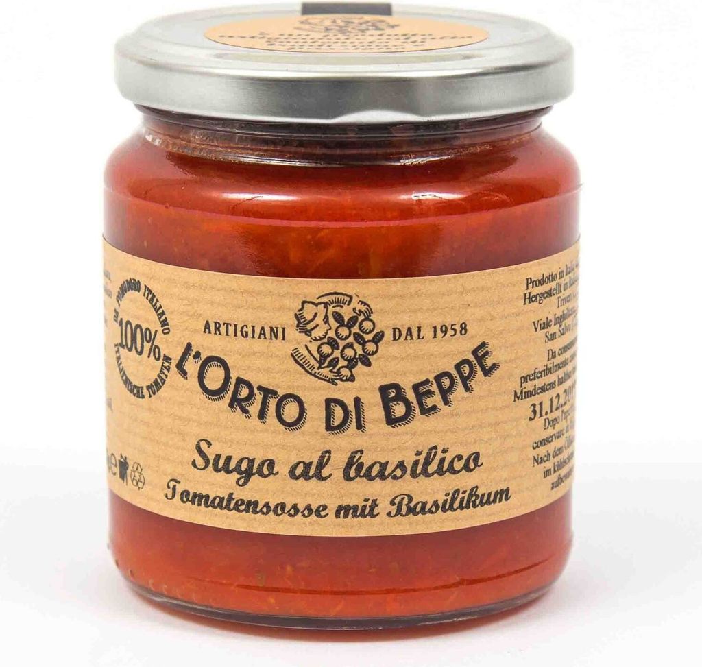 Tomatensosse mit Basilikum 314 ml. - L'Orto di Beppe