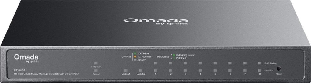 TP-Link Omada ES210GP, Managed, L2, Gigabit Ethernet (10/100/1000), Power over Ethernet (PoE), Rack-Einbau, DIN rail