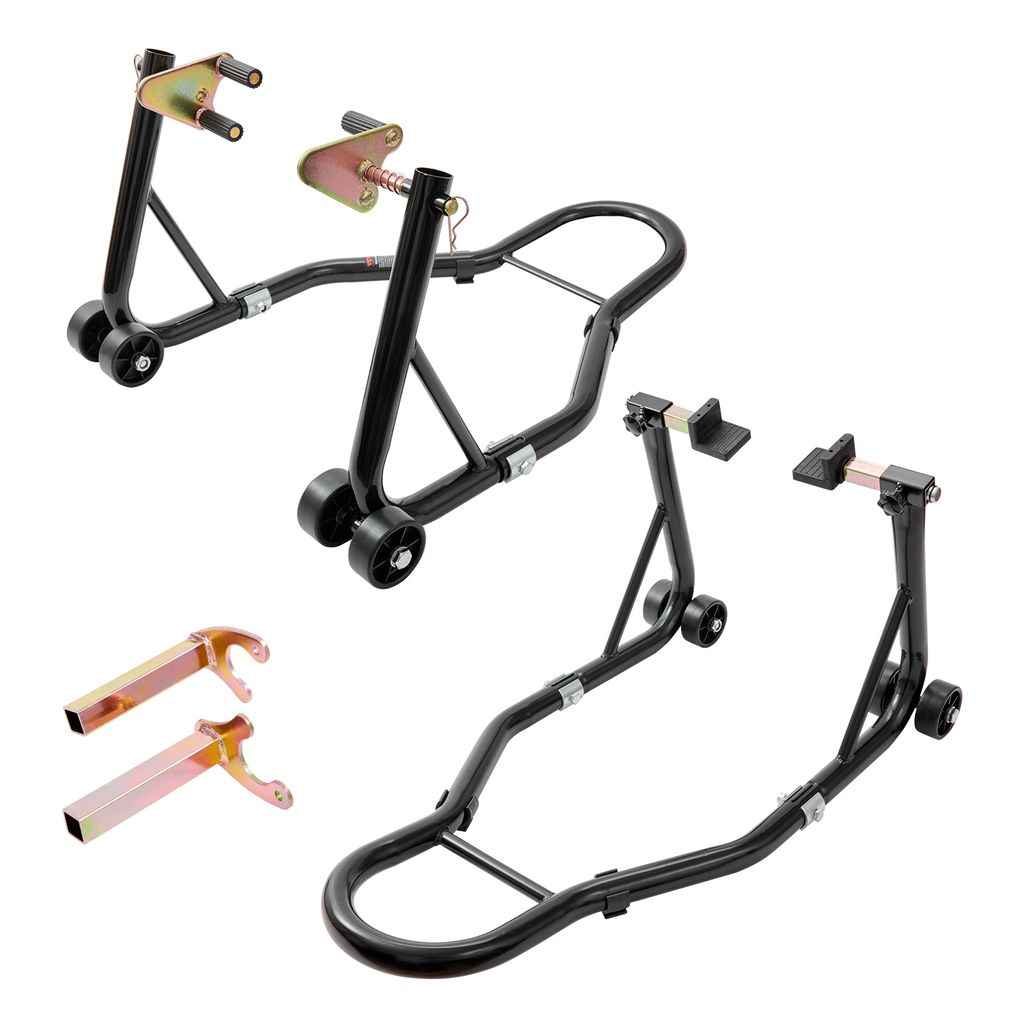 VEVOR Motorrad Ständer Set Montageständer Hinten & Vorn 0,39 t Belastbar, U-Type + L-Type + Doppelgabelköpfe, 225–350 mm / 230–330 mm / 165...