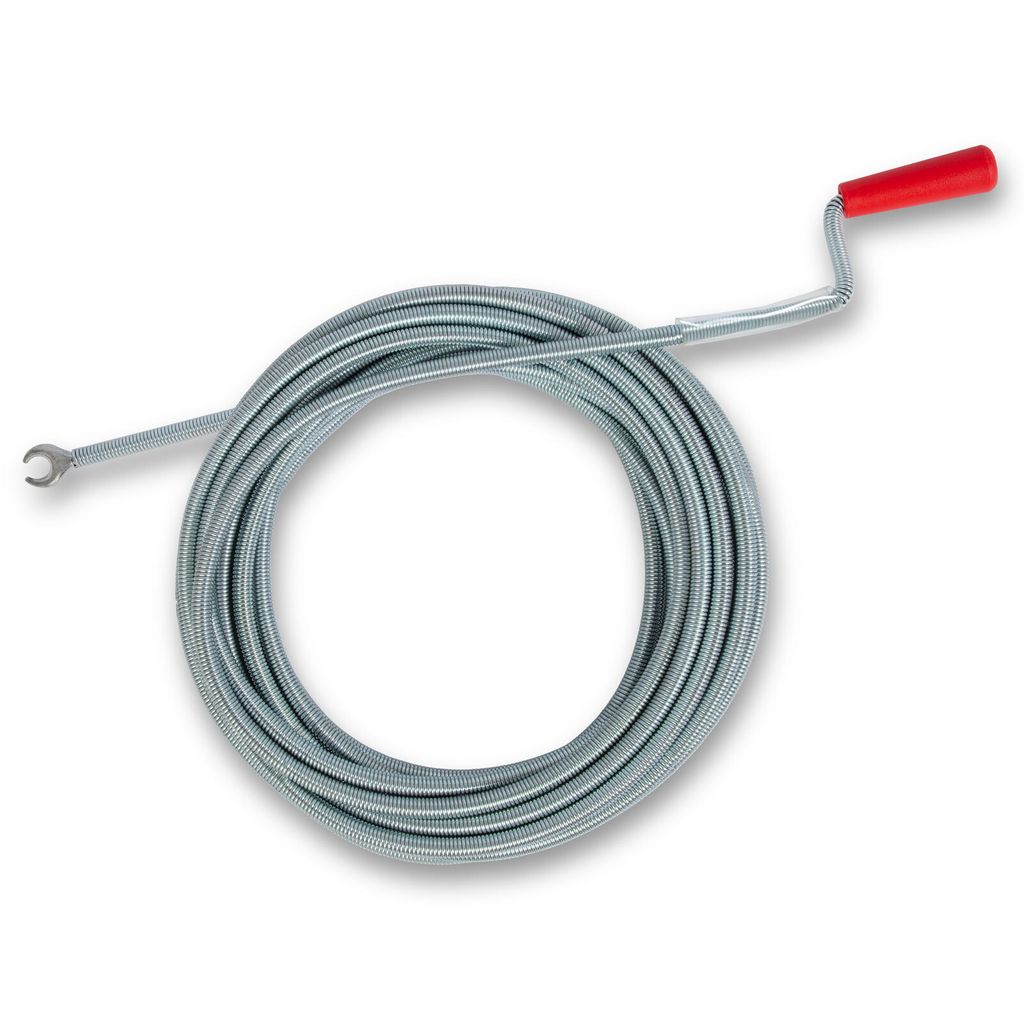EBERTH Rohrreinigungsspirale 10m lang und Ø 9mm, effektive Abfluss Spirale für Rohre ab Ø 40mm, krallenförmiger Bohrkopf mit Ø 20mm