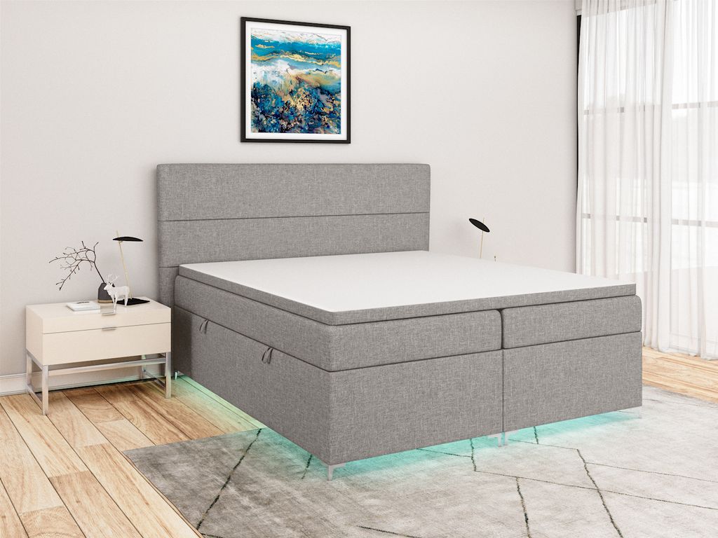 FEDVE Boxspringbett Schlafzimmerbett THIAGO mit 2 Bettkästen, Doppelbett mit Bonell-Matratze und Topper 140x200