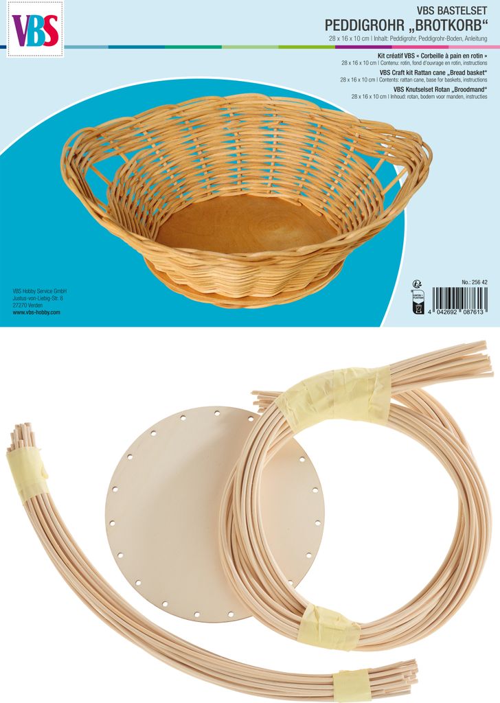 VBS Bastelset Peddigrohr Brotkorb 28x16x10 cm DIY Produktbild 