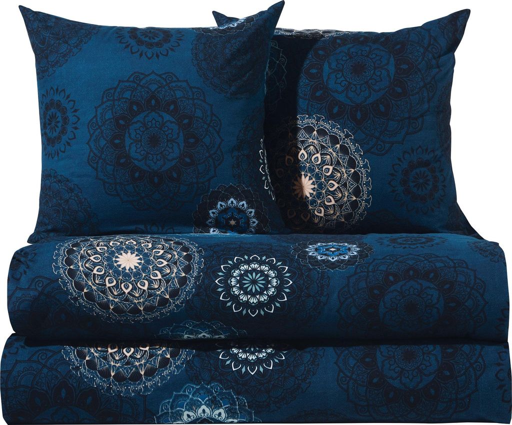 Erwin Müller Bettwäsche Sparpaket 4-teilig dunkelblau 2x 155x200 cm + 2x 80x80 cm