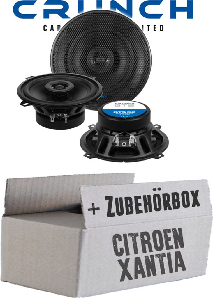 Lautsprecher Boxen Crunch GTS52 - 13cm 2-Wege Koax GTS 52 Auto Einbauzubehör - Einbauset passend für Citroen Xantia - justSOUND