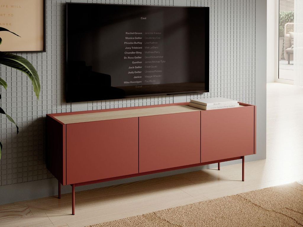GrainGold TV-Schrank Casino - RTV-Schrank, RTV-Tisch, Lowboard, Wohnwand Modern - TV-Schrank Rot
