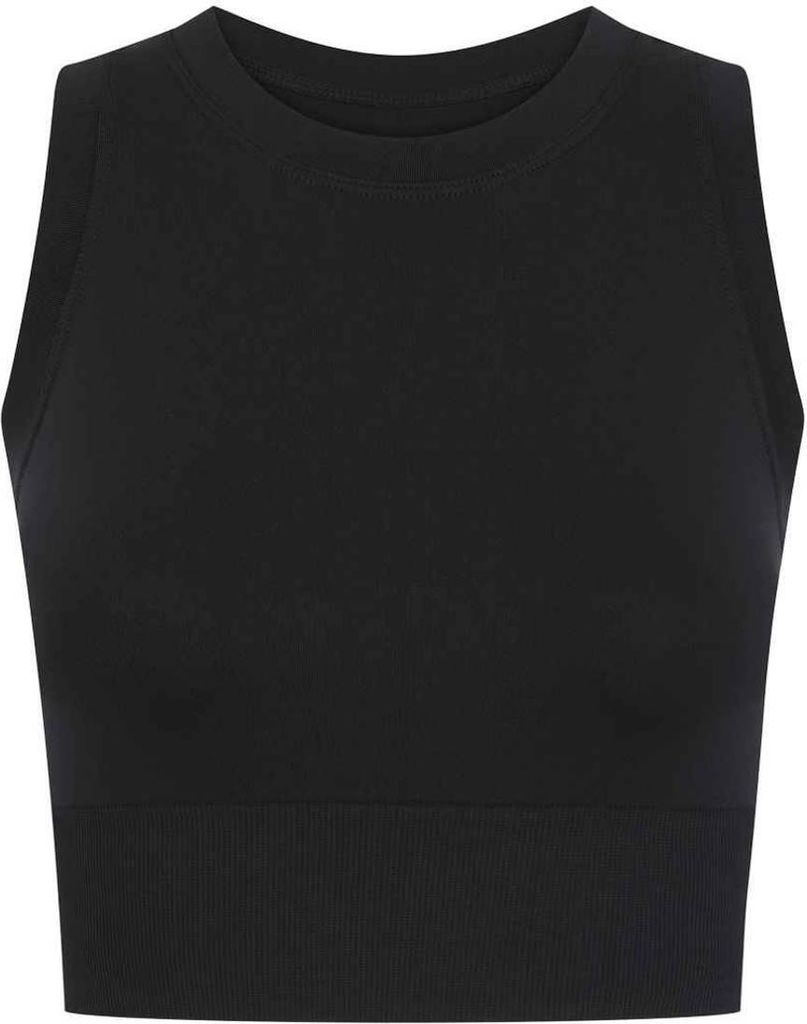 Tombo - Ärmelloses Oberteil kurz geschnitten für Damen RW10459 (M-L) (Schwarz)