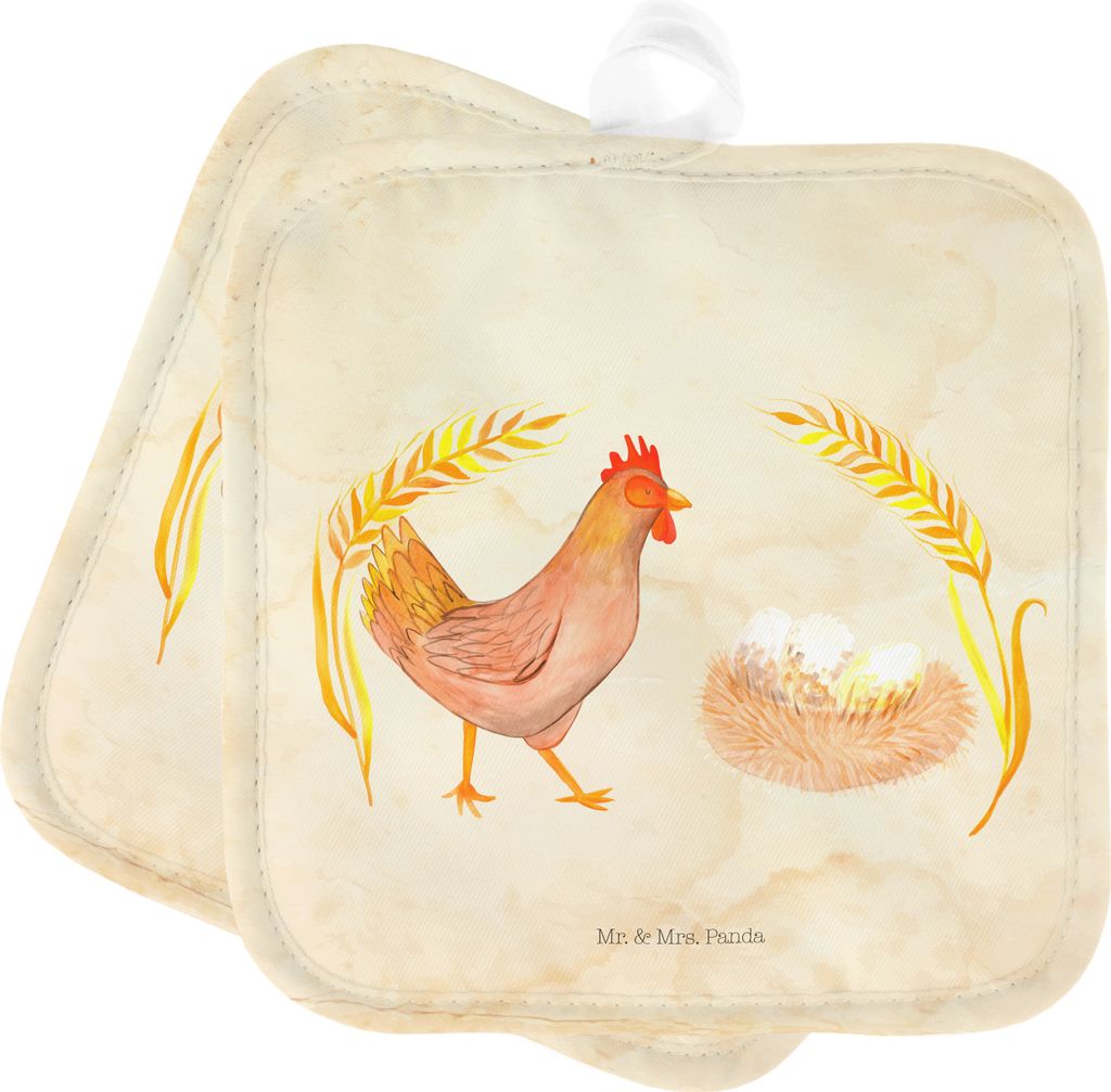 Mr. & Mrs. Panda Topfuntersetzer Huhn Stolz - Vintage - Geschenk, Schwangerschaft, topfhalter, Topflappen Set, Spruch, Bauernhof, Eier, Ofenlappen,...