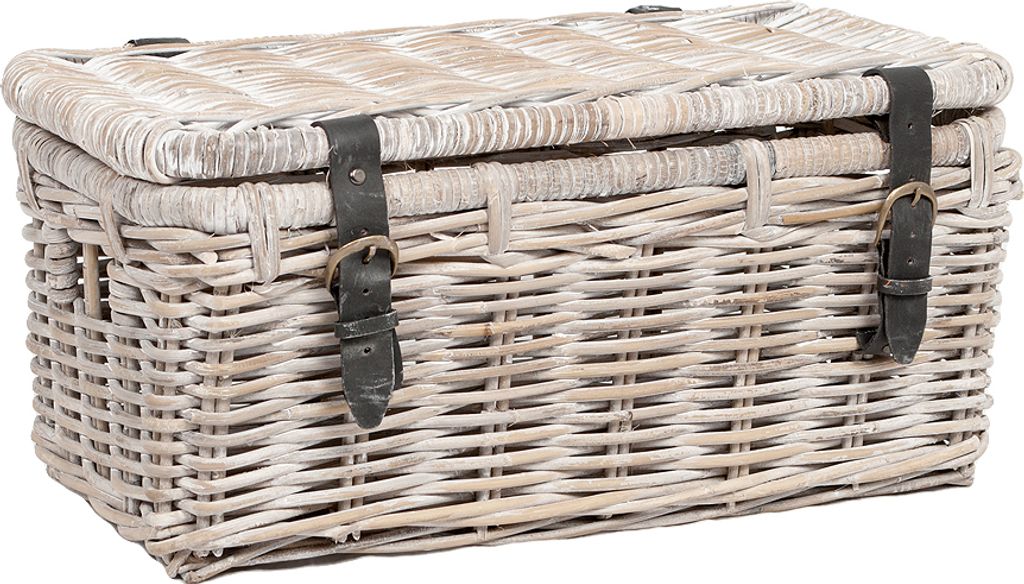 Rattan Truhe RESSY White Wash ca.60cm Couchtisch