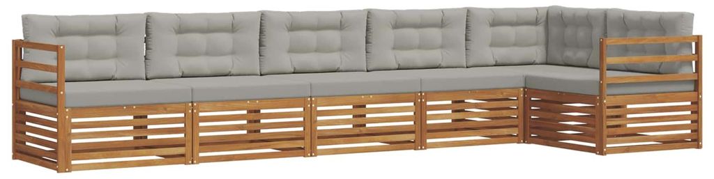 vidaXL Outdoor-Sofagarnitur mit Kissen 6 pcs Natürlich und Hellgrau