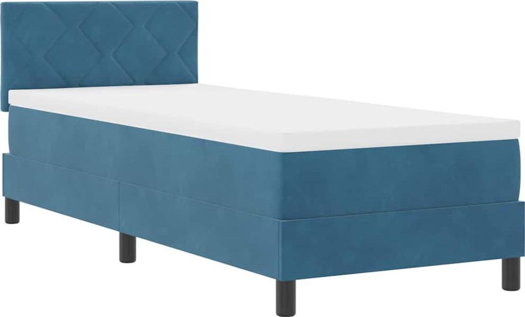 vidaXL LED Boxspringbett mit Kopfteil Dunkelblau 80 x 200 cm Samt