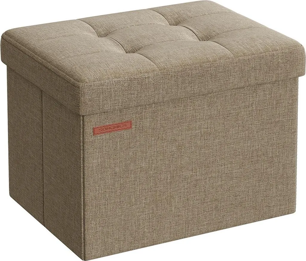 Banc de rangement capitonné taupe clair - Coffre discret et design
