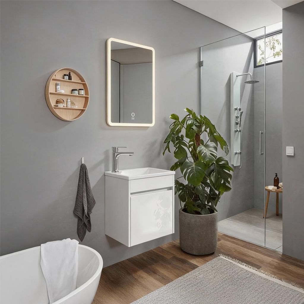 HOME DELUXE Badmöbel Komplettset BORKUM – Weiß, MDF (48 x Produktbild 
