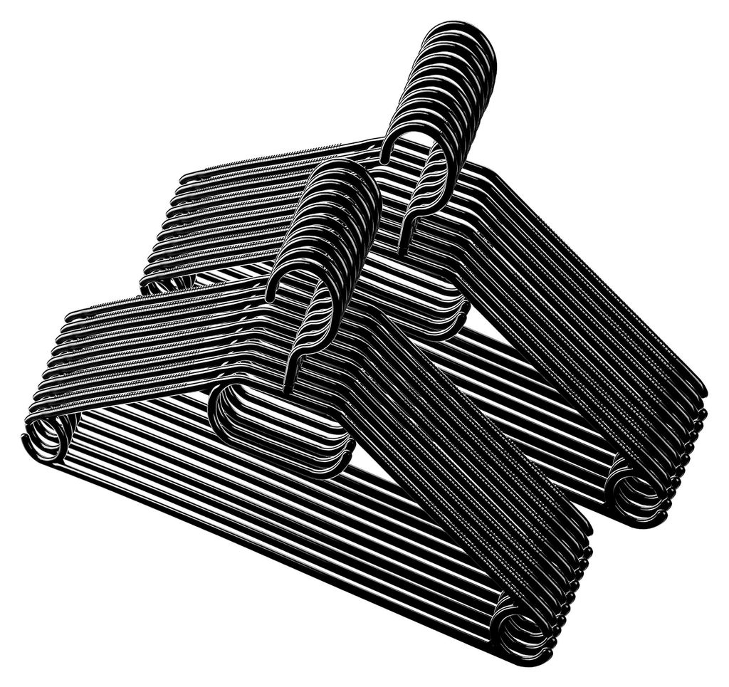 Kleiderbügel schwarz 20 Stück, Kleiderbügel platzsparend aus Kunststoff, Schwarze Kleiderbügel Plastik 100% Recyclingmaterial, Hemden Kleider B...