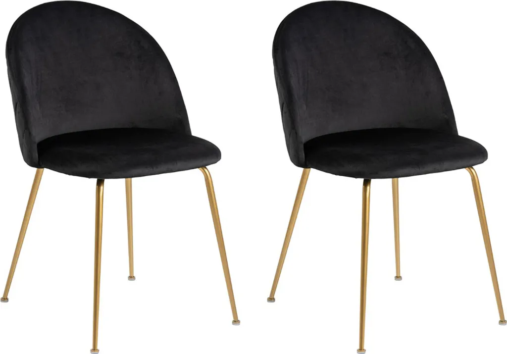 Chaises de Salle à Manger Noires et Or Smuk Calix - Idéal Réception x2