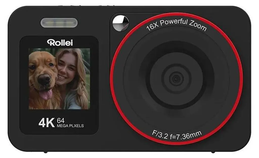 Appareil Photo Compact 4K Rollei 12030 Noir - Capteur 64 MP Haute Qualité