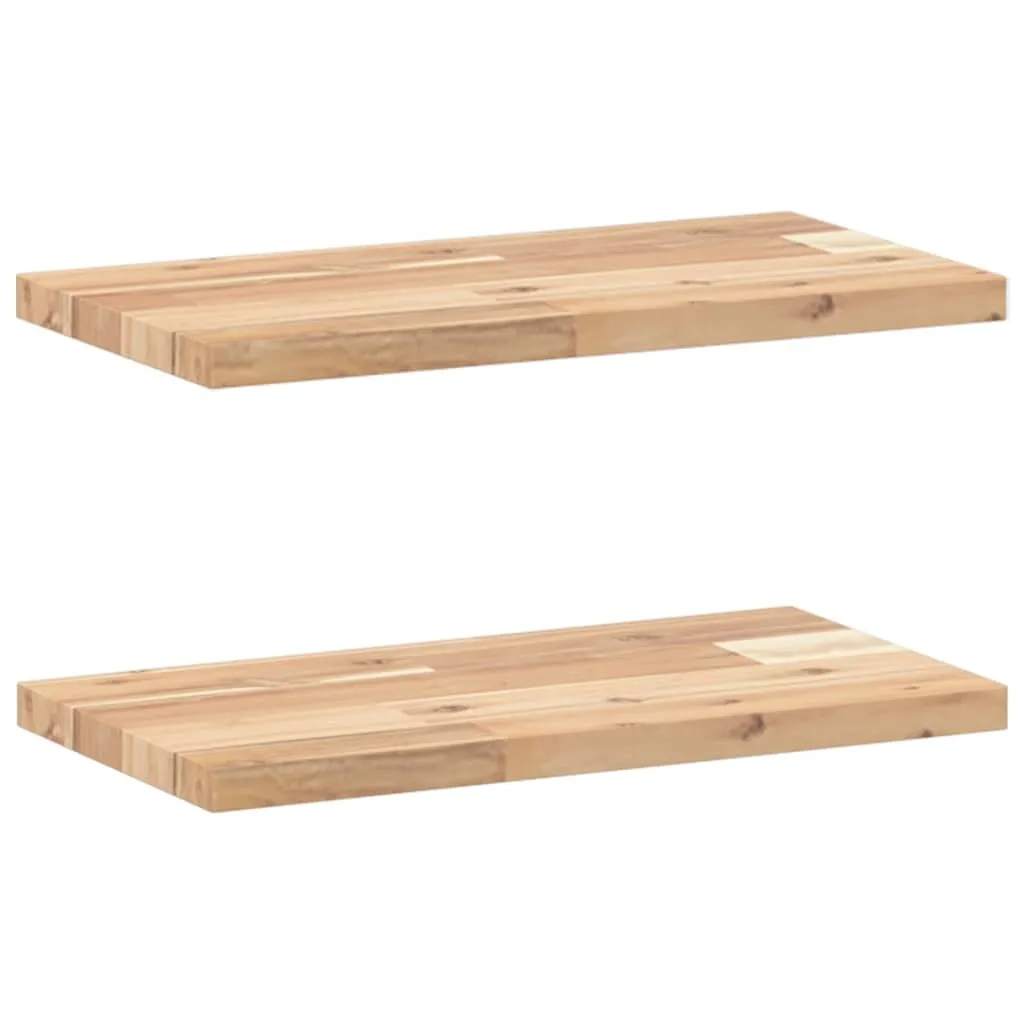 2 Ripiani in Acacia Massiccia 60x20 cm per Fai da Te e Mensole Sospese
