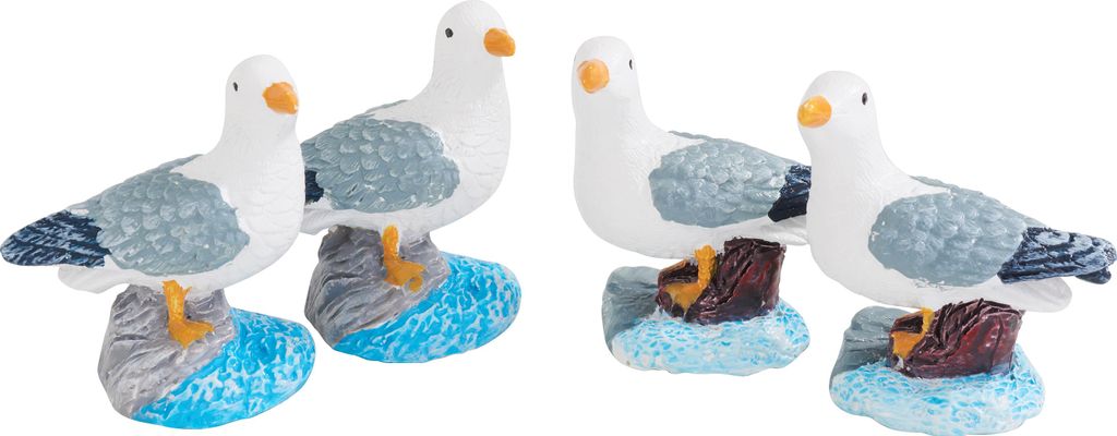 VBS Möwe 4er Set Dekofiguren 2.3x3.5x3.9 cm Miniatur Seemöwen Figuren