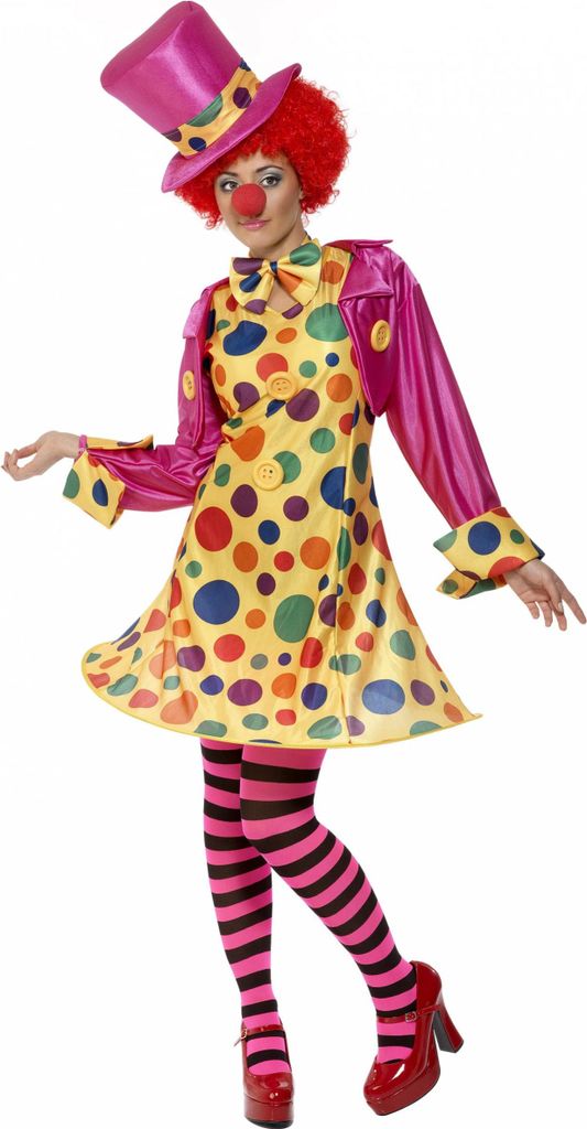 Smiffys Damen Clown Kostüm bunt XL mit Reifrock, Bolerojacke und Strumpfhose für Karneval