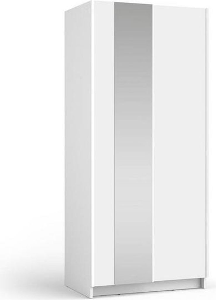 Úzka zrkadlová šatníková skriňa 80 cm CARTAGO - biela Obrázok produktu 