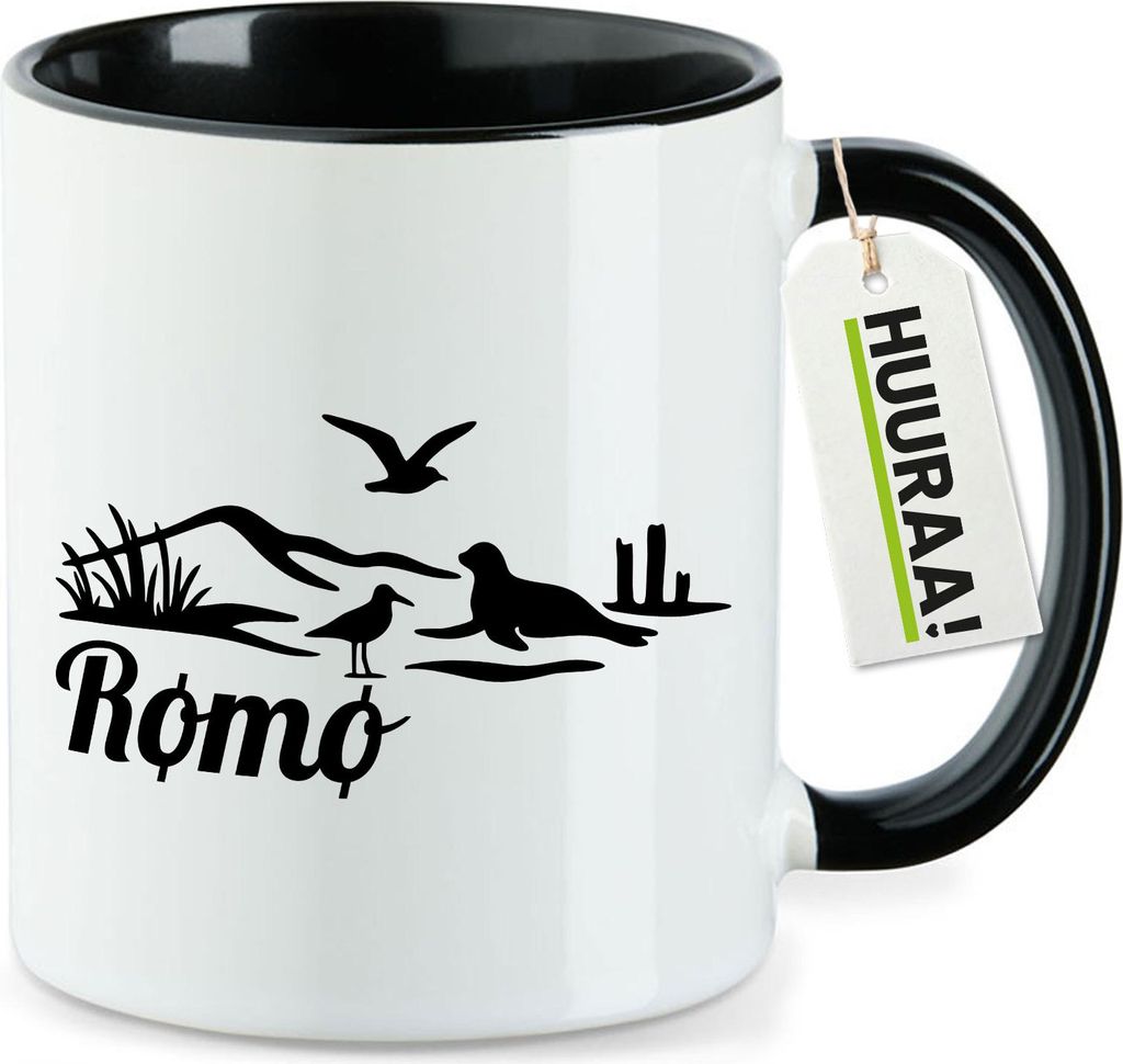 Huuraa Kaffeetasse Rømø Dänemark 330ml Schwarz Keramik Kaffeebecher Geschenkidee