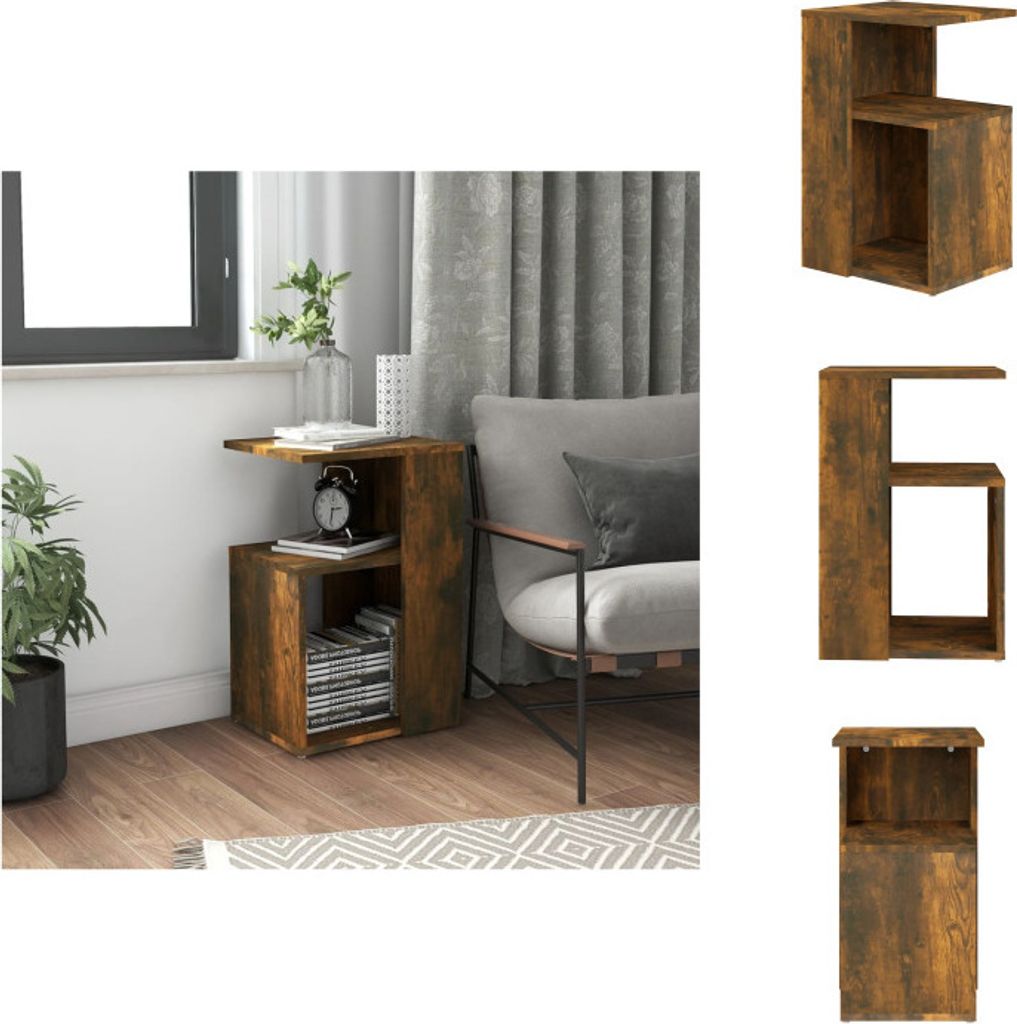 vidaXL Table d'appoint chêne fumé 36x30x56 cm Bois Image du produit 