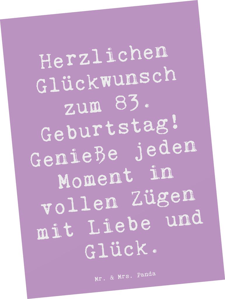 Mr. & Mrs. Panda Postkarte Spruch 83. Geburtstag Liebe Produktbild 