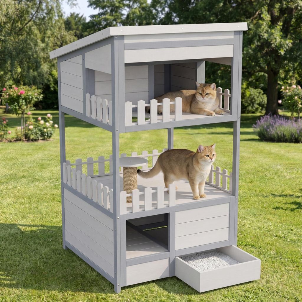 okwish Outdoor-Katzenhaus mit verzinkter Produktbild 