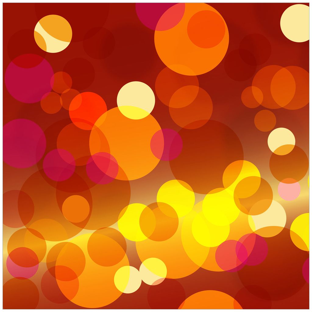 Wallario Wandbild aus Acryl, 50 x 50 cm, freischwebende Optik - Rote gelbe und orange Kreise - harmonisches Muster
