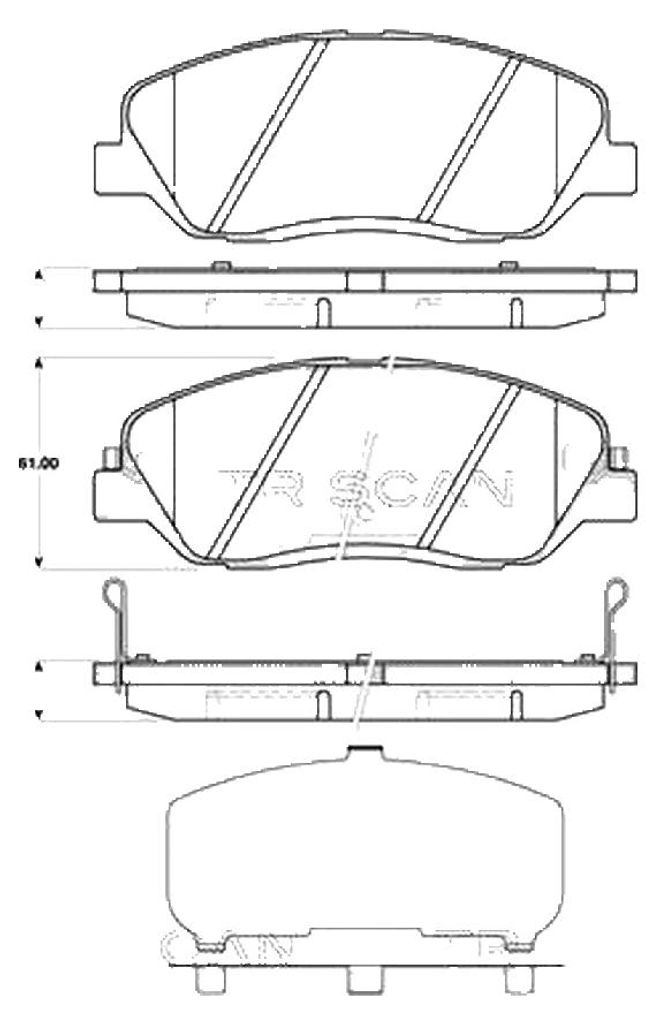 Bremsbelagsatz Scheiben 17,2 mm TRISCAN IAM-Expertise für u.a. HYUNDAI SANTA