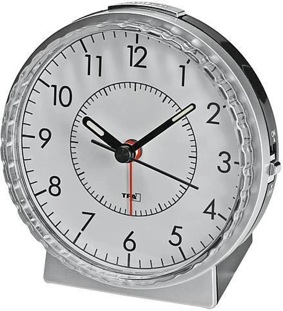 Réveil quartz rond TFA pour mieux gérer son temps au bureau coloris gris