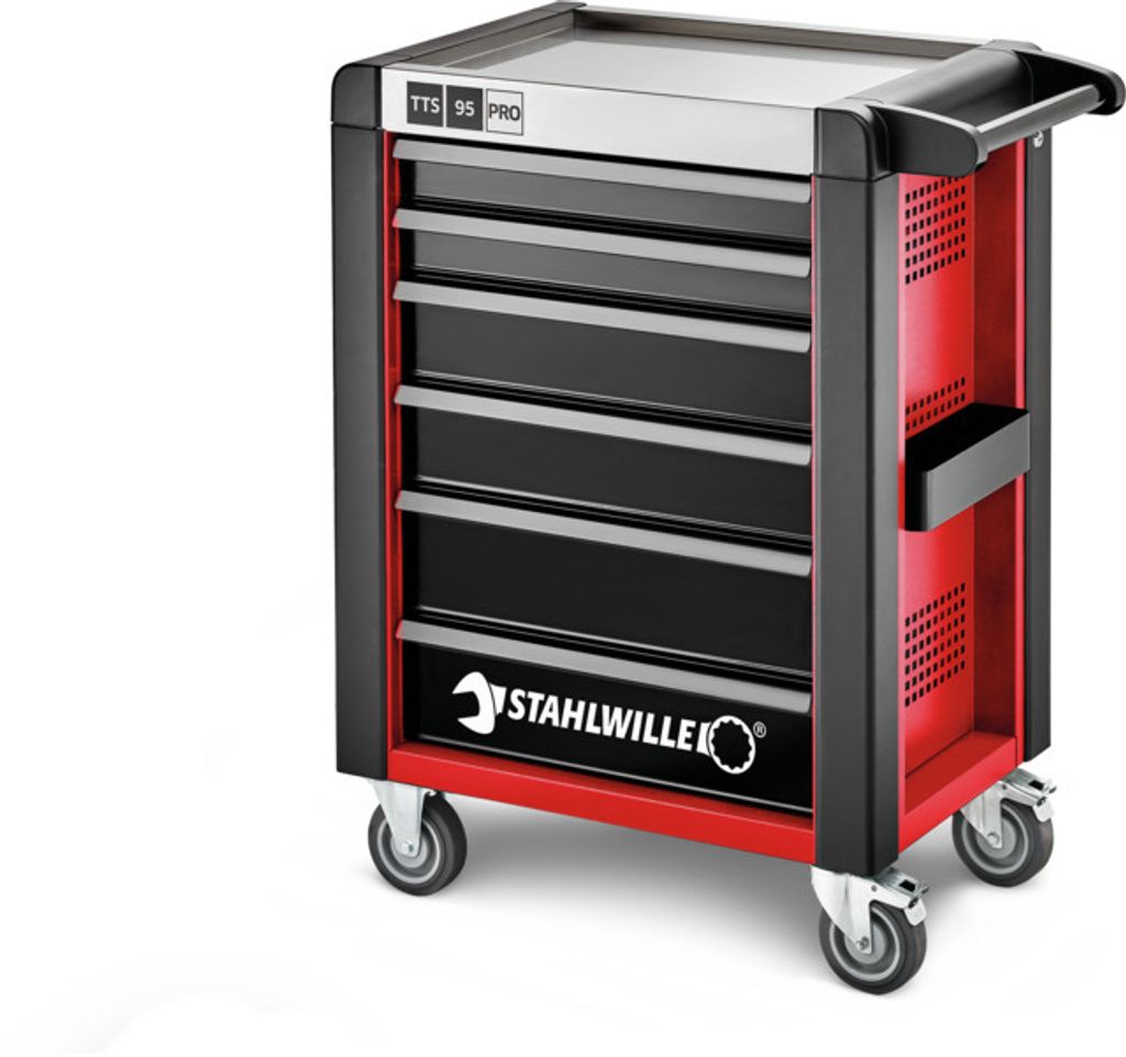 STAHLWILLE Werkstattwagen 95/6 PRO 6 Schubl. 496 x 827 x 1020 mm rot, RAL 3020; schwarz, RAL 9005